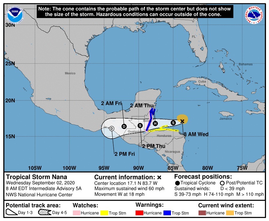 Conred en alerta ante acercamiento de tormenta tropical Nana