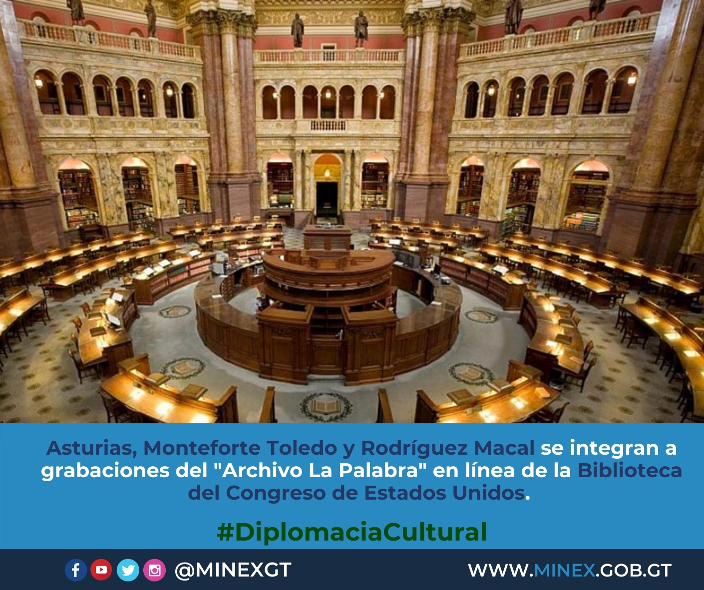 Impulsan obras de autores guatemaltecos en Biblioteca del Congreso de Estados Unidos