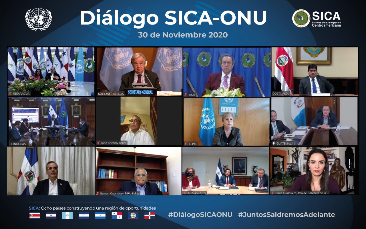 Presidentes que integran el SICA participan en primer diálogo con el secretario general de la ONU