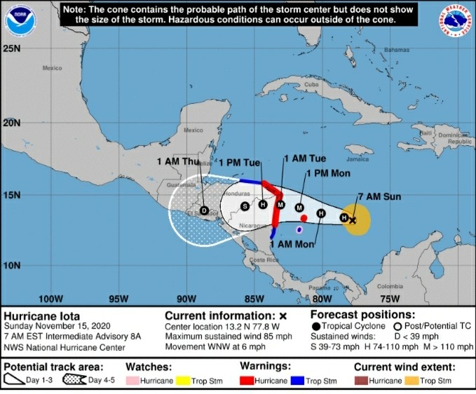 Guatemala en alerta ante llegada del huracán Iota