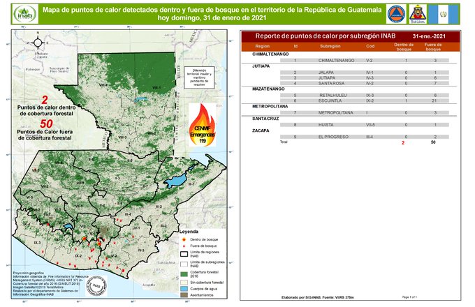 Se registran 52 puntos de calor en el territorio nacional