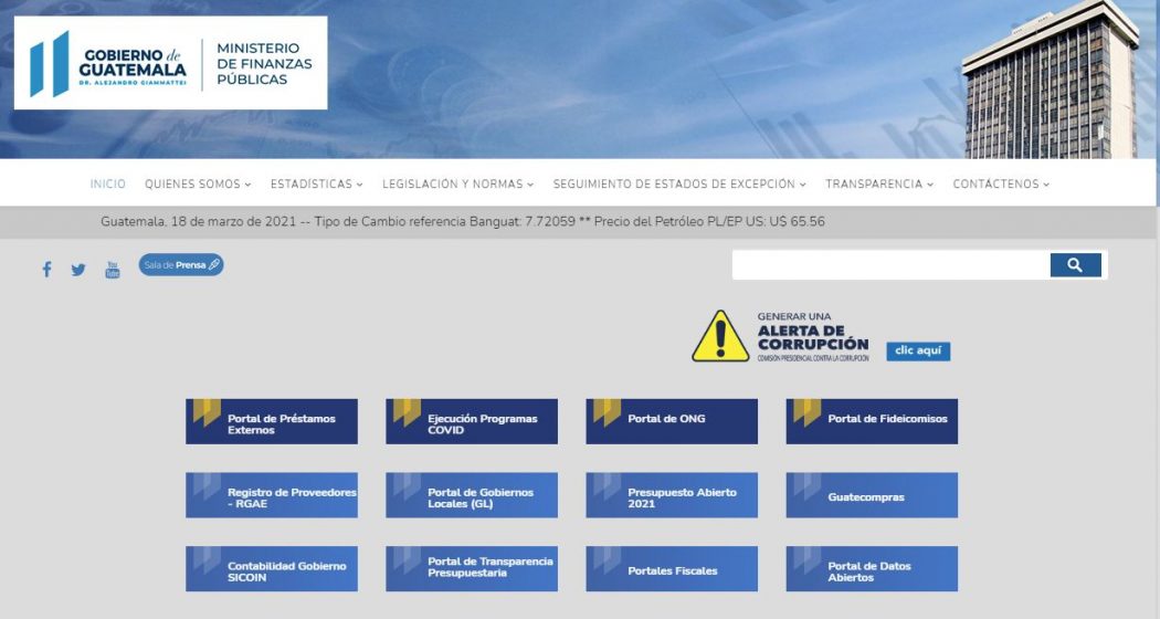 Qué tipo de información contienen los portales de transparencia que desarrolló el Minfin