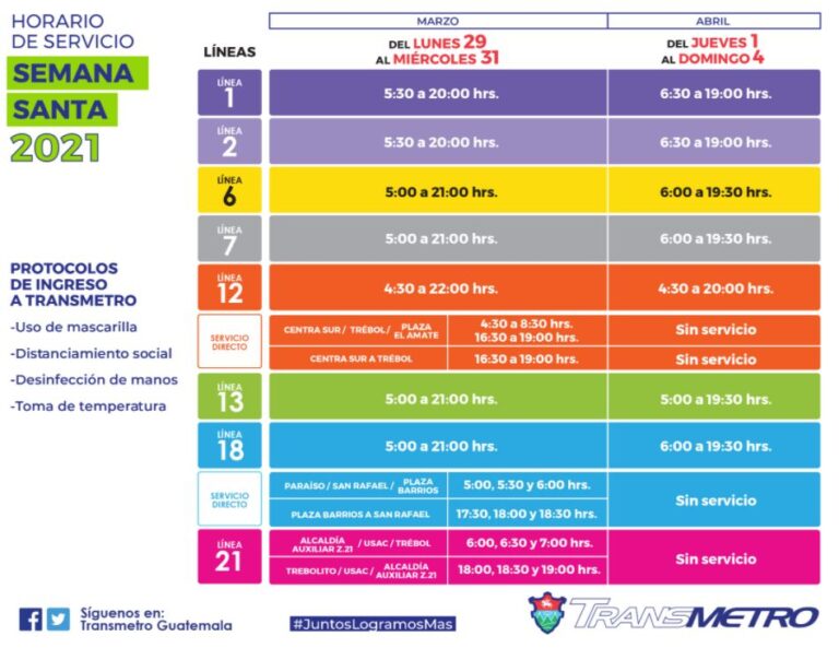 horario transmetro semana santa