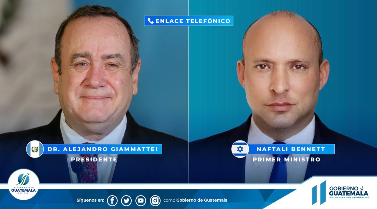 El presidente Alejandro Giammattei sostuvo un diálogo telefónico con el nuevo primer ministro de Israel, Naftali Bennett