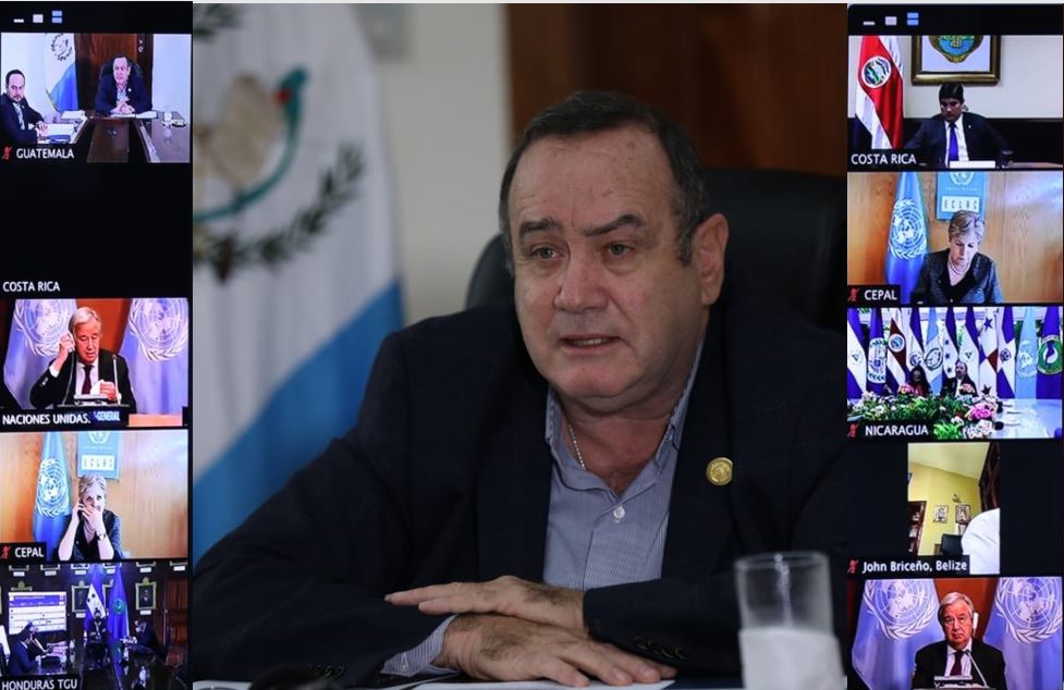 Participación del presidente Alejandro Giammattei en reunión virtual del Sica-ONU.