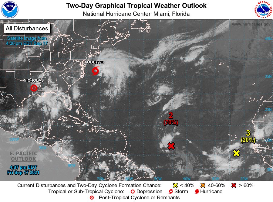 Se forma frente a la costa atlántica de EE. UU. la tormenta tropical Odette
