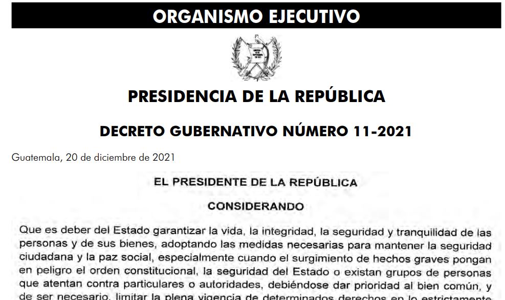 Gobierno publica decreto de estado de sitio en dos municipios de Sololá