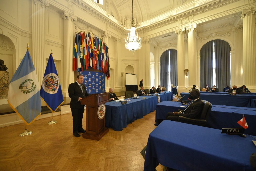 Presidente Giammattei destaca ante OEA avances en fomento de institucionalidad democrática y lucha contra corrupción