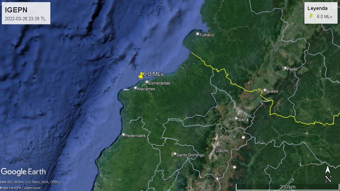 Al menos 15 réplicas luego de sismo de magnitud 6 en la costa de Ecuador