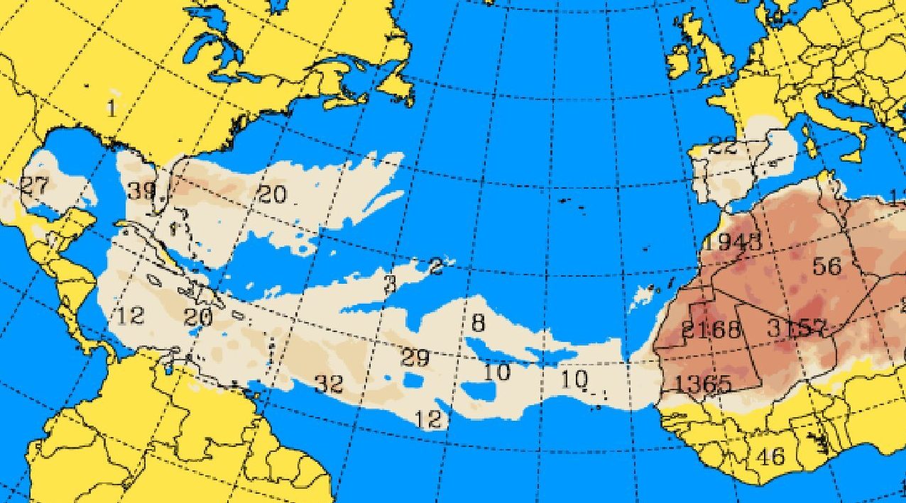 proyección del polvo del sahara