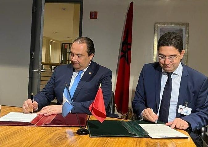 Reunión bilateral entre los cancilleres de Guatemala y Marruecos el 23 de septiembre del 2022.