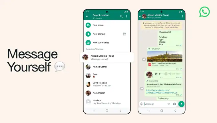WhatsApp activará función que facilita envío de mensajes a uno mismo