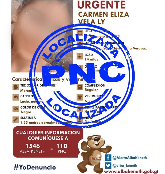 PNC localiza a dos menores con Alerta Alba Kenneth en las Verapaces