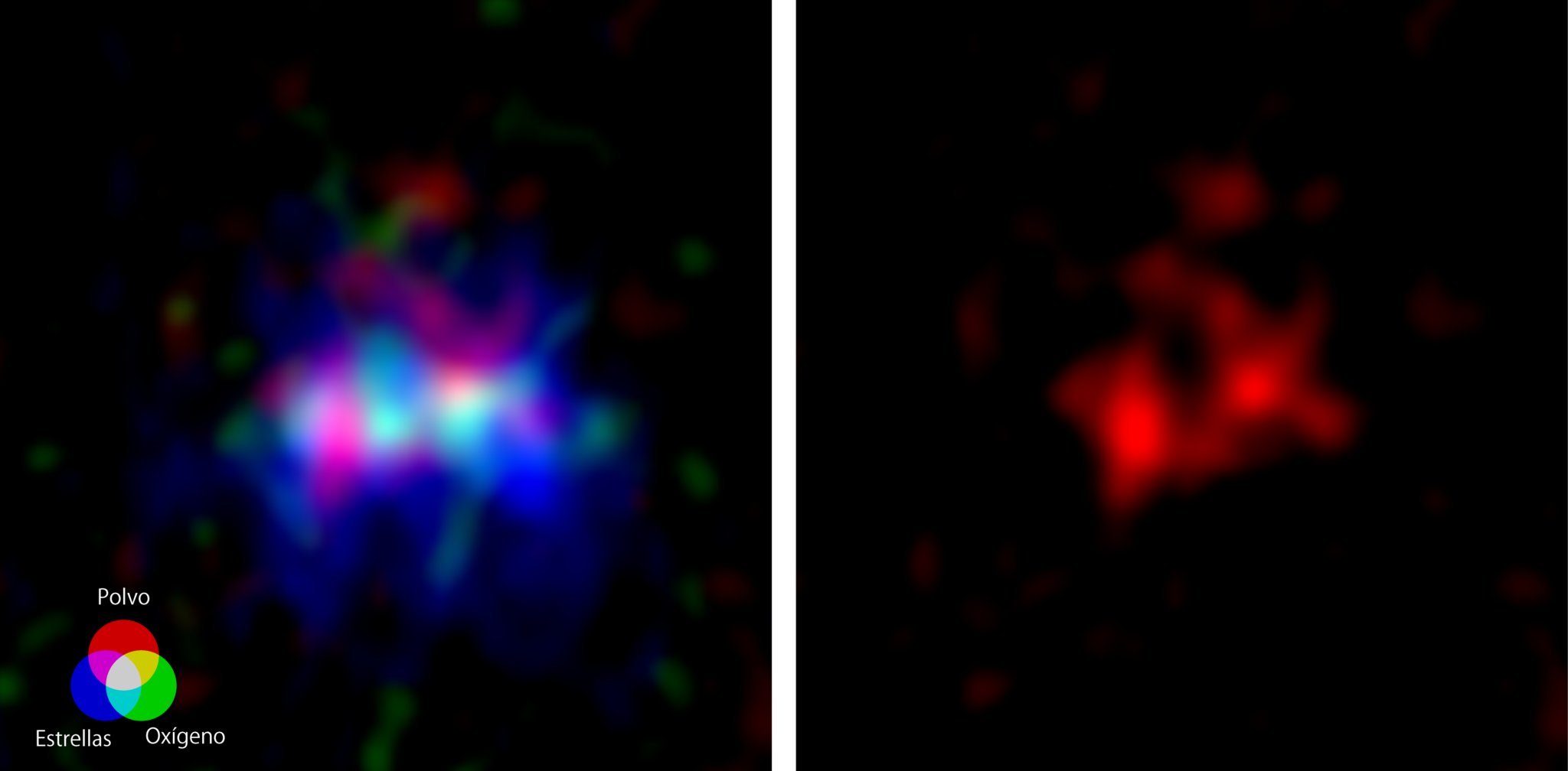 La galaxia muestra un estado turbulento de gases hiperveloces. / Foto: Observatorio ALMA.
