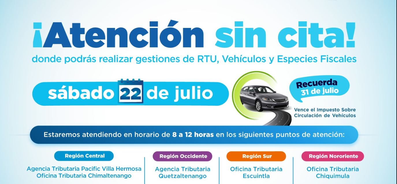 SAT anuncia gestiones sin cita para el 29 de julio