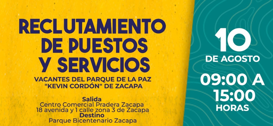 Abren convocatoria para trabajar en el Parque de la Paz Kevin Cordón