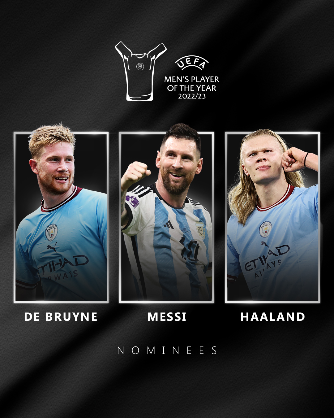 Messi, De Bruyne y Haaland, candidatos a jugador del año de la UEFA