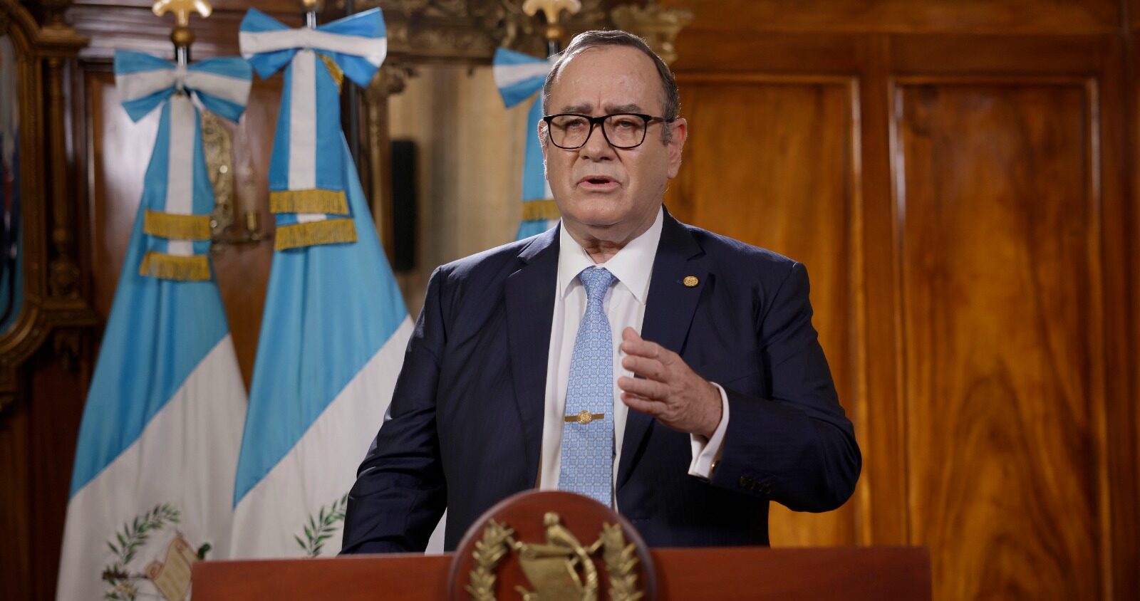 Presidente Alejandro Giammattei en cadena nacional. /Foto: Dickéns Zamora