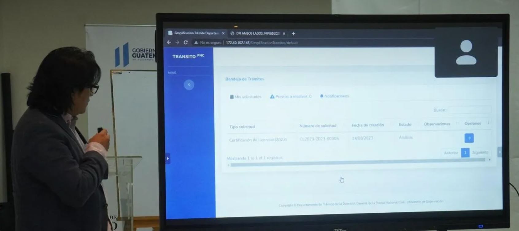 Tránsito PNC avanza en sistema de control de trámites en línea