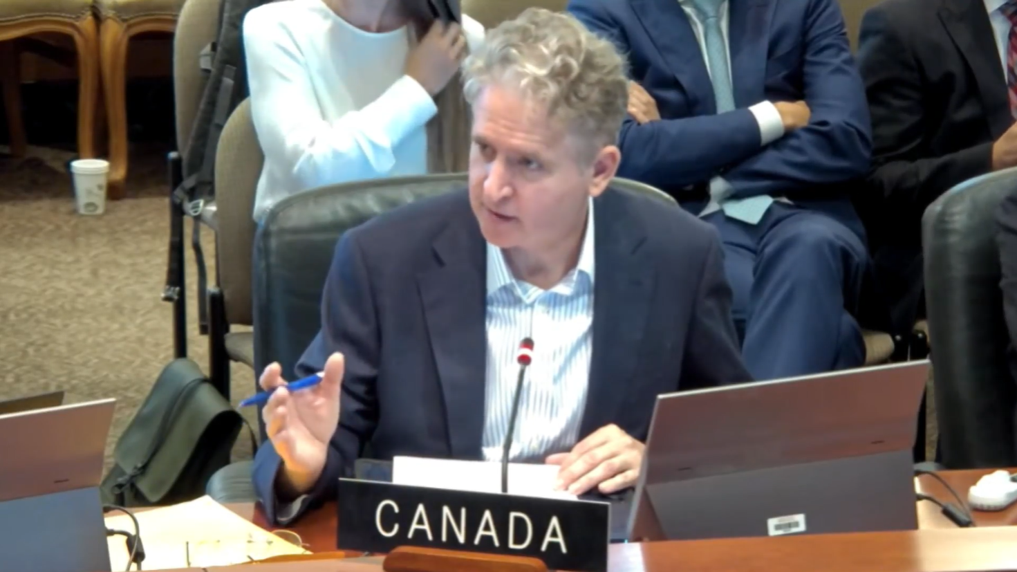 Representante de Canadá ante la Organización de Estados Americanos, Hugh Adsett. /Foto: Transmisión OEA