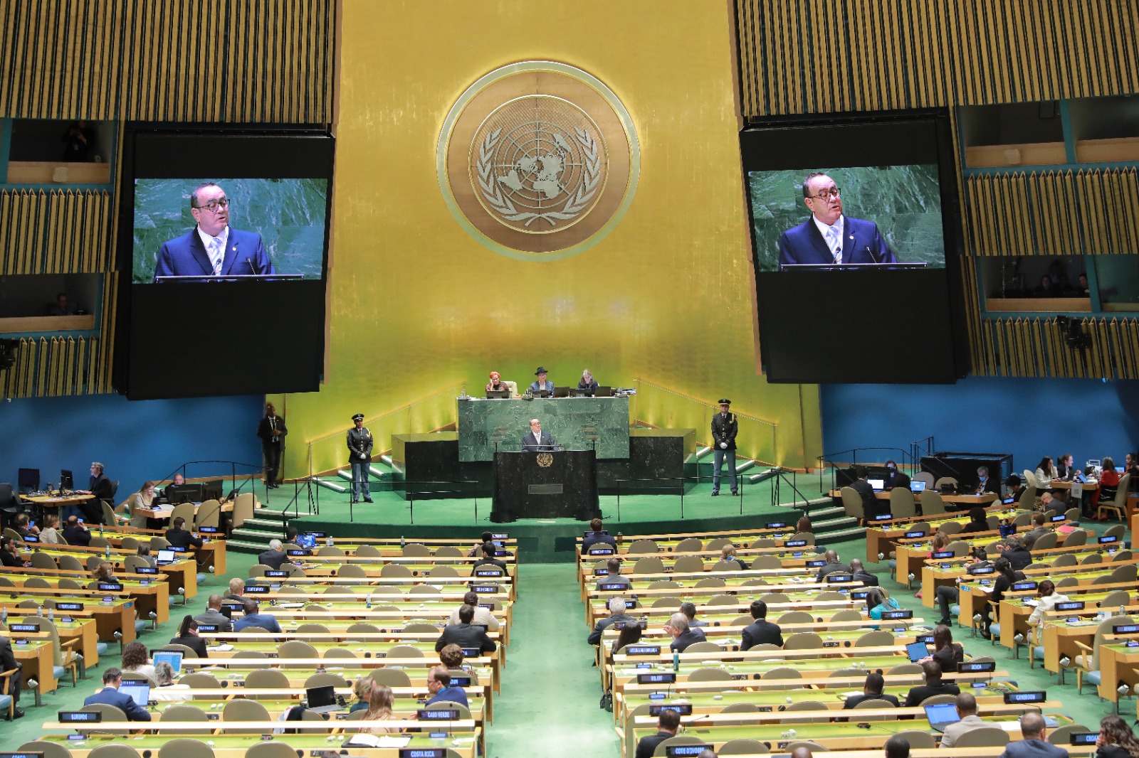 Presidente reafirmó el compromiso de Guatemala de velar por el derecho internacional. /Foto: Kevin Morales