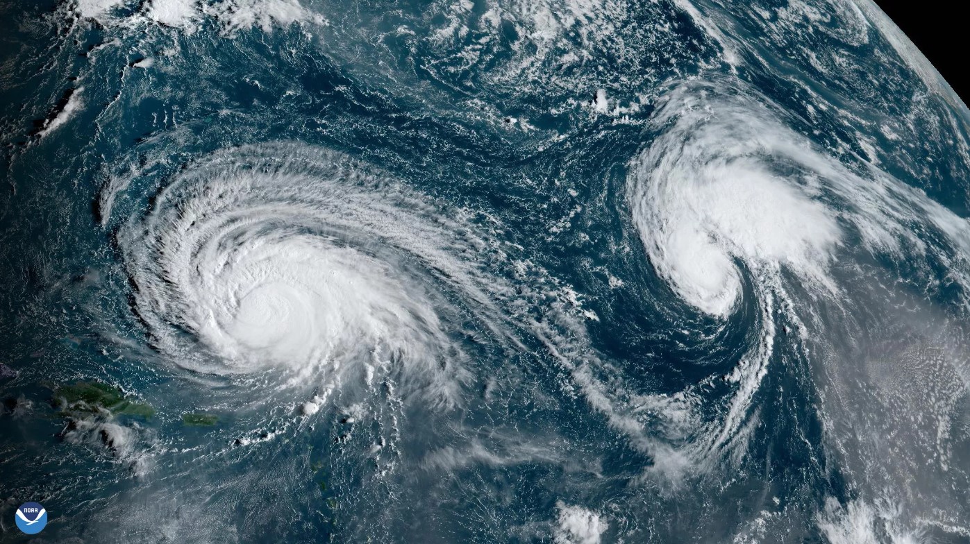 Huracán Lee y tormenta tropical Margot. / Foto: NOAA.