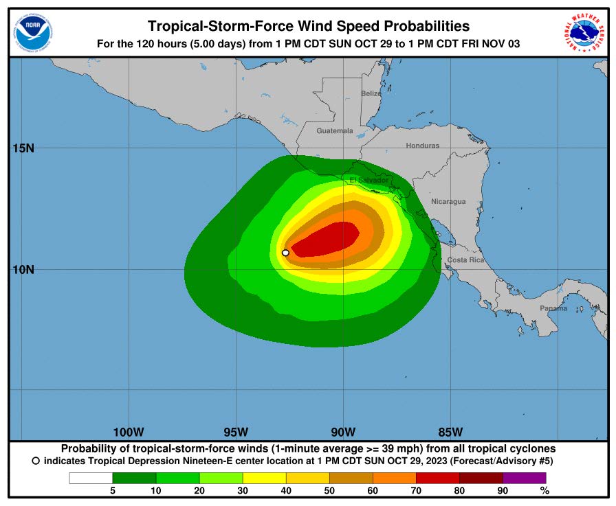 Depresión tropical Diecinueve-E se fortalece a tormenta tropical Pilar