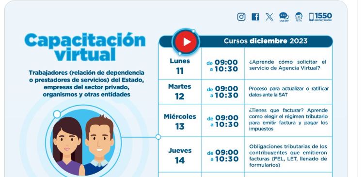 Capacítate con los diferentes cursos virtuales que la SAT ha preparado para ti