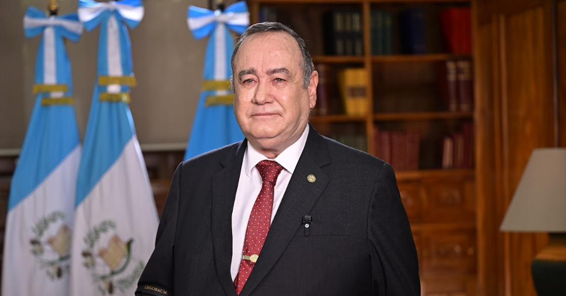 Presidente Giammattei en su mensaje de fin de año. / Foto: Álvaro Interiano.