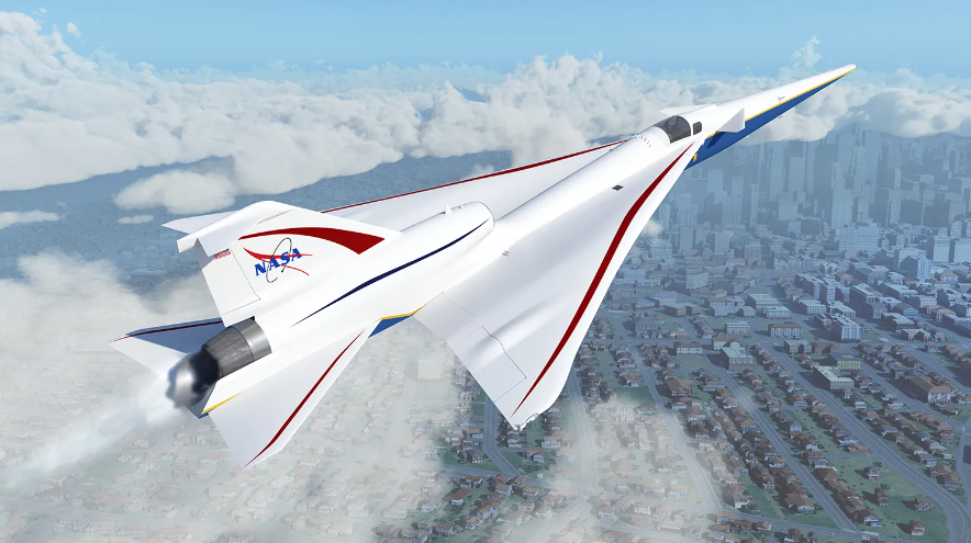 Imagen con propósitos ilustrativos del avión X-59 Quiet SuperSonic Technology de la NASA. / Foto: NASA.