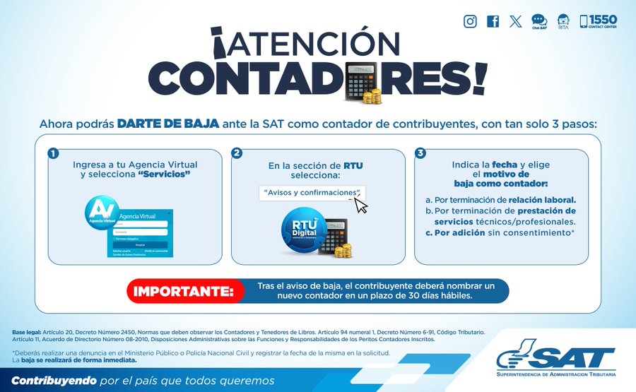 Conozca los pasos para dar aviso de baja como contador registrado ante la SAT
