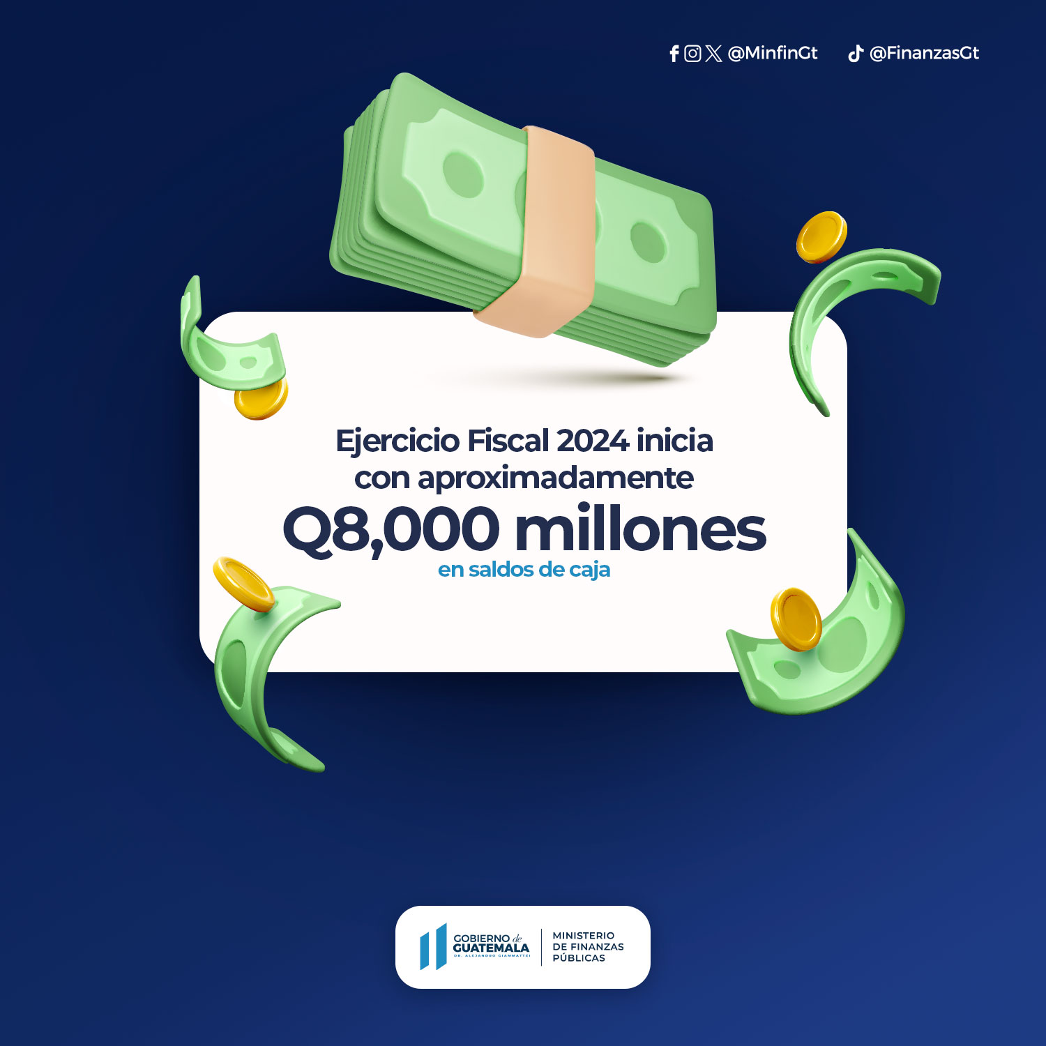 Minfin deja un saldo de caja de 8 mil millones de quetzales para comenzar el 2024