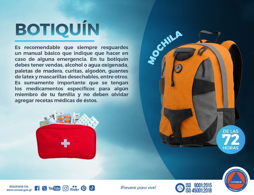 Artículos que debe contener la mochila de las 72 horas