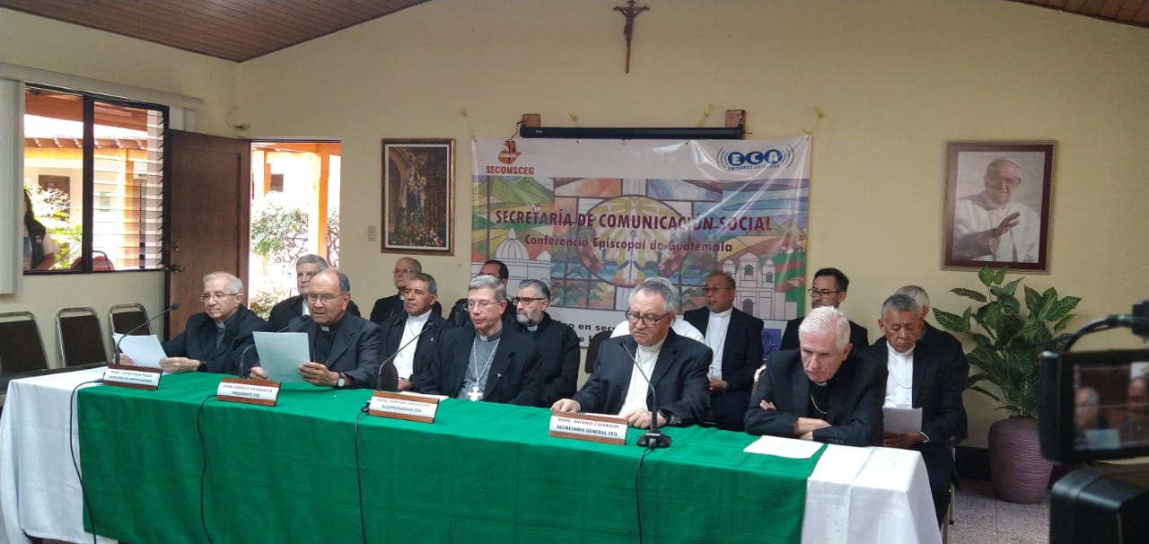 Conferencia Episcopal de Guatemala en conferencia de prensa. / Foto: CEG.