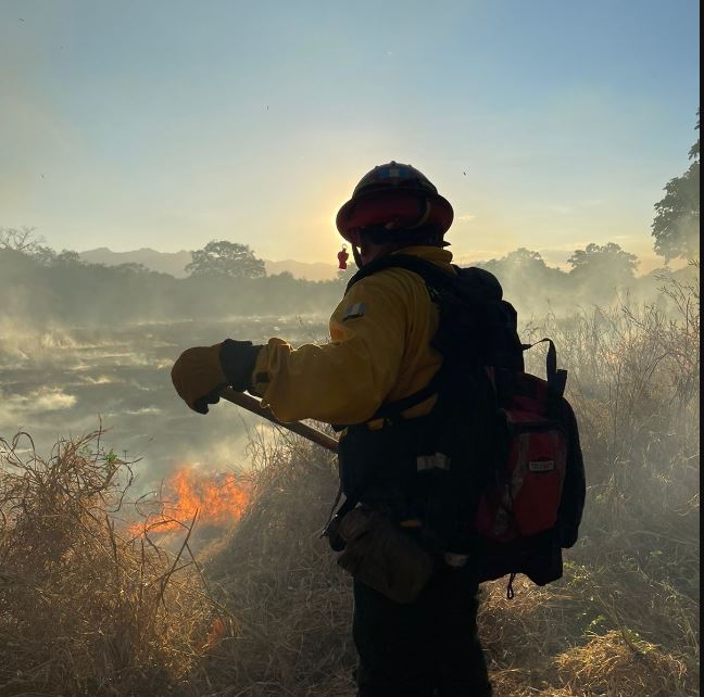Las brigadas de respuesta a incendios forestales en acompañamiento con cuerpos de primera respuesta continúan brindando atención a los incendios. // Foto: Conred.