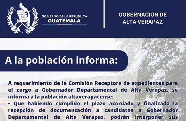 Alta Verapaz sigue proceso para elección de nuevo gobernador departamental