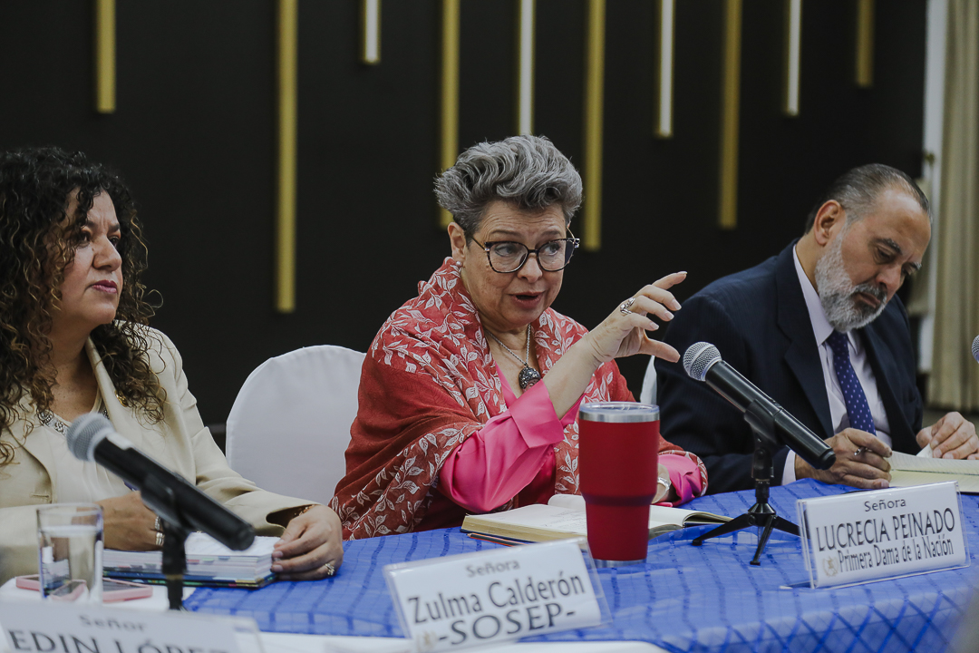 La doctora Lucrecia Peinado (centro) dialoga con autoridades para crear estrategias en favor de la primera infancia. /Foto: SBS