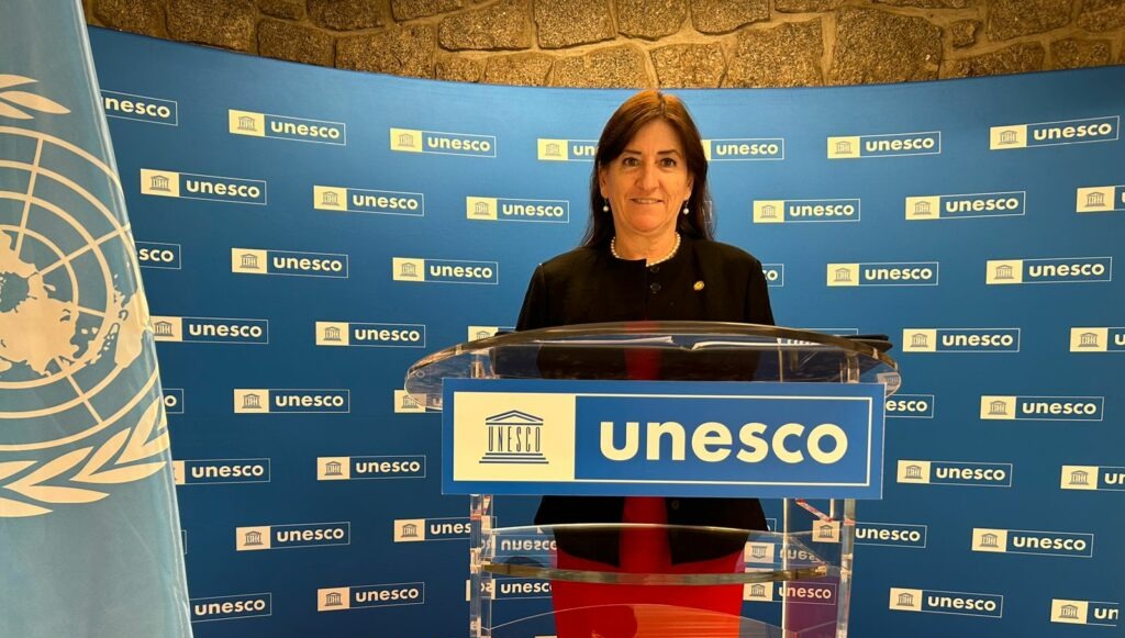 Ministra de Cultura, Liwy Grazioso, durante su gira de trabajo en la sede de la Unesco en París. /Foto: MCD