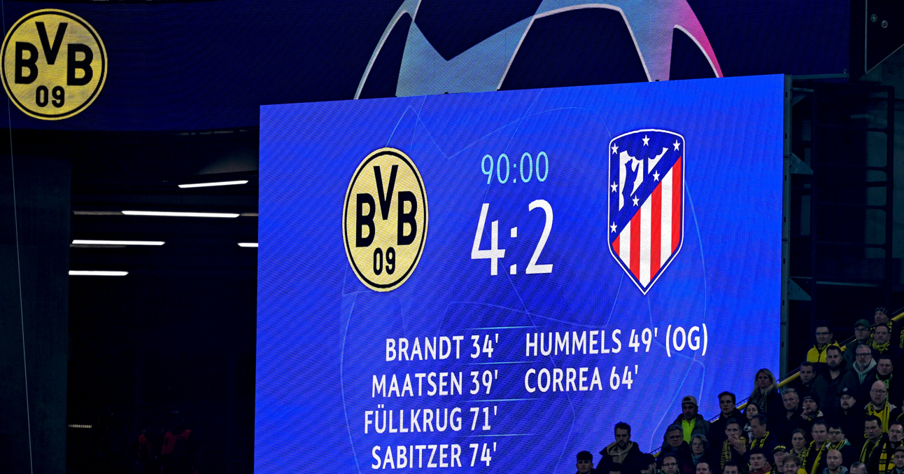 El Atlético se desploma en Alemania y el Borussia Dortmund se mete a semifinales
