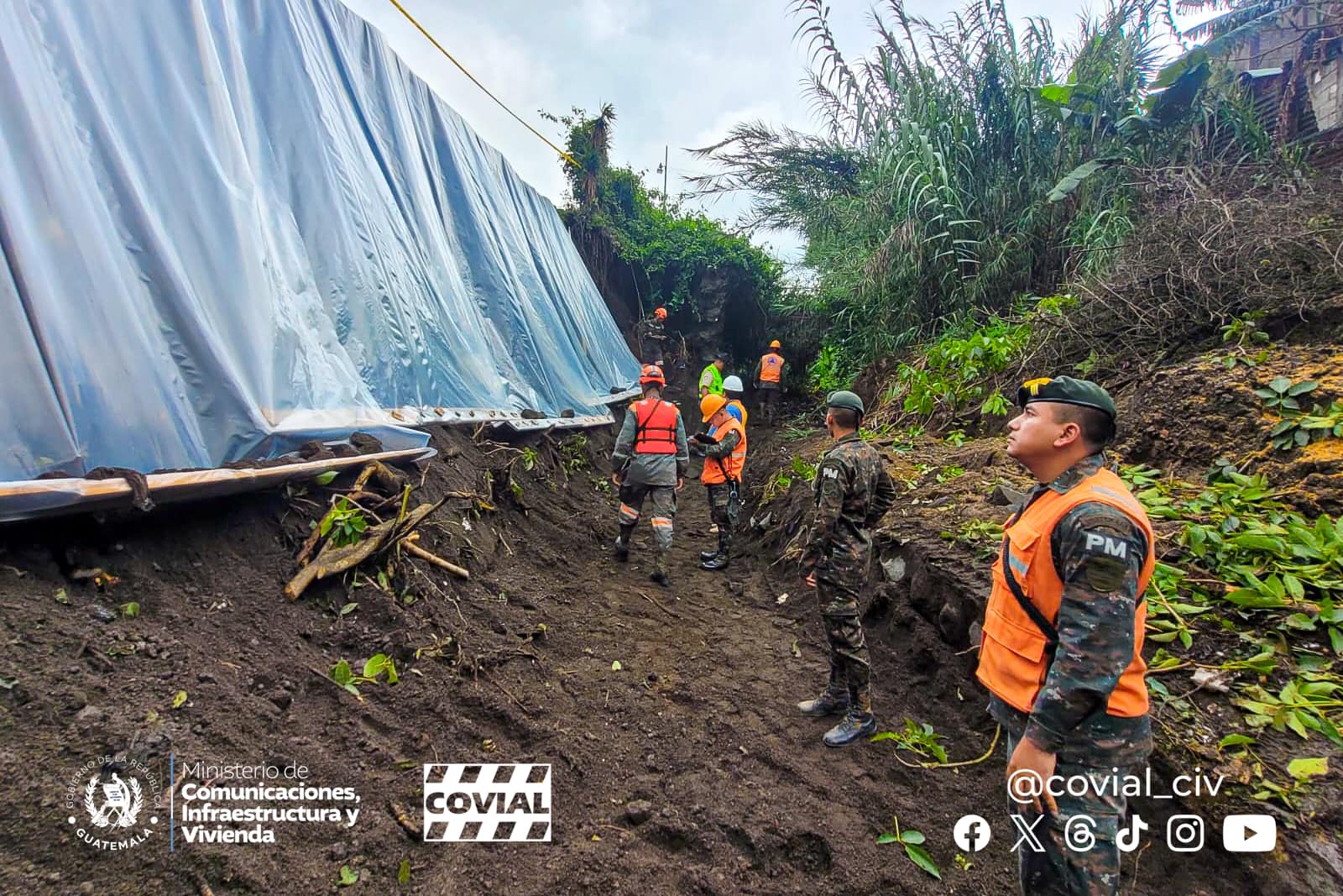 Acciones por socavamiento en el kilómetro 83.5 de la RN14 jurisdicción de San Juan Alotenango