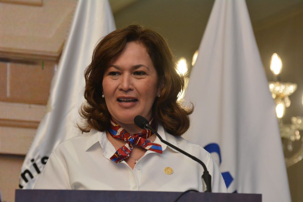 La ministra de Salud, Sandra Aparicio, durante la presentación del Sistema de Datos de Salud y de la Sala Situacional de Nutrición.