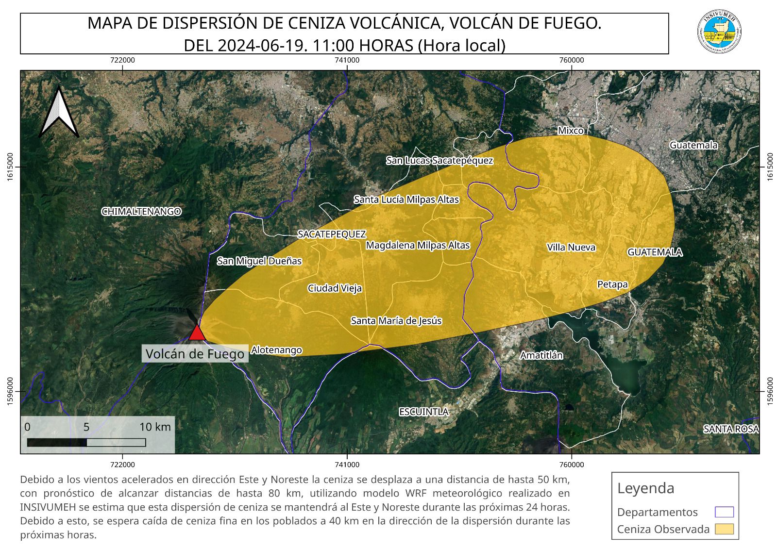 Volcanes de Fuego y Santiaguito lanzan finas partículas de ceniza