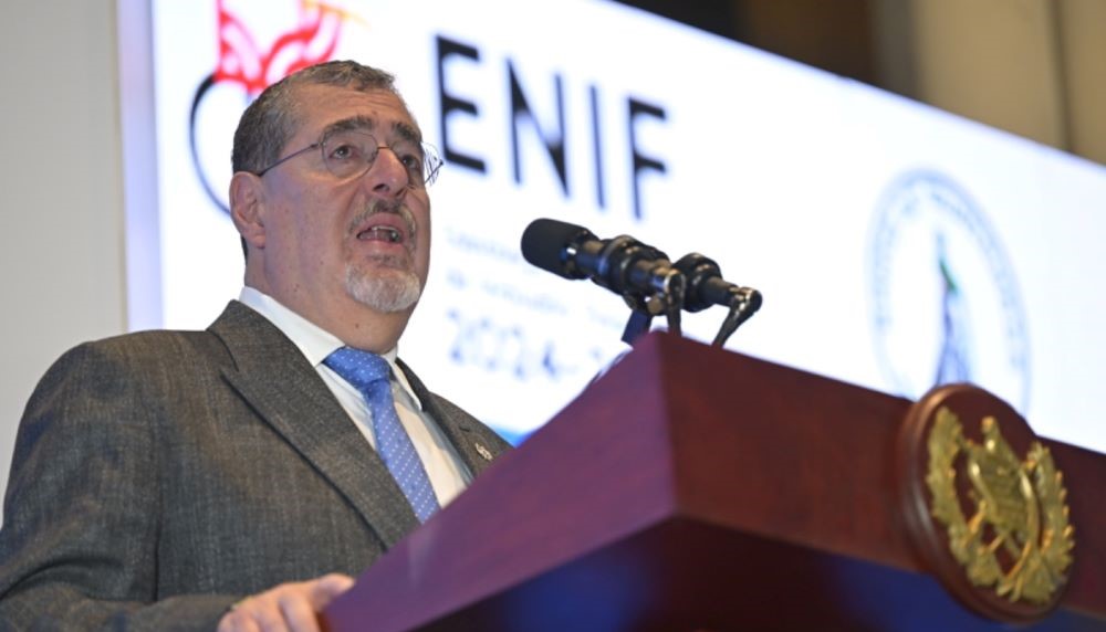 El Presidente Berbardo Arévalo, durante el lanzamiento de la Estrategia Nacional de Inclusión Financiera 2024-2027. /Foto:Álvaro Interiano