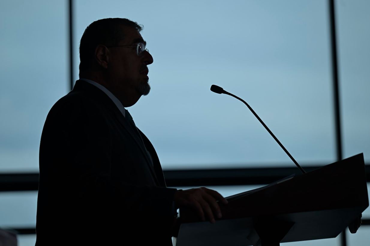 Presidente Bernardo Arévalo habla sobre la corrupción que ha dañado el país. / Foto: Álvaro Interiano.