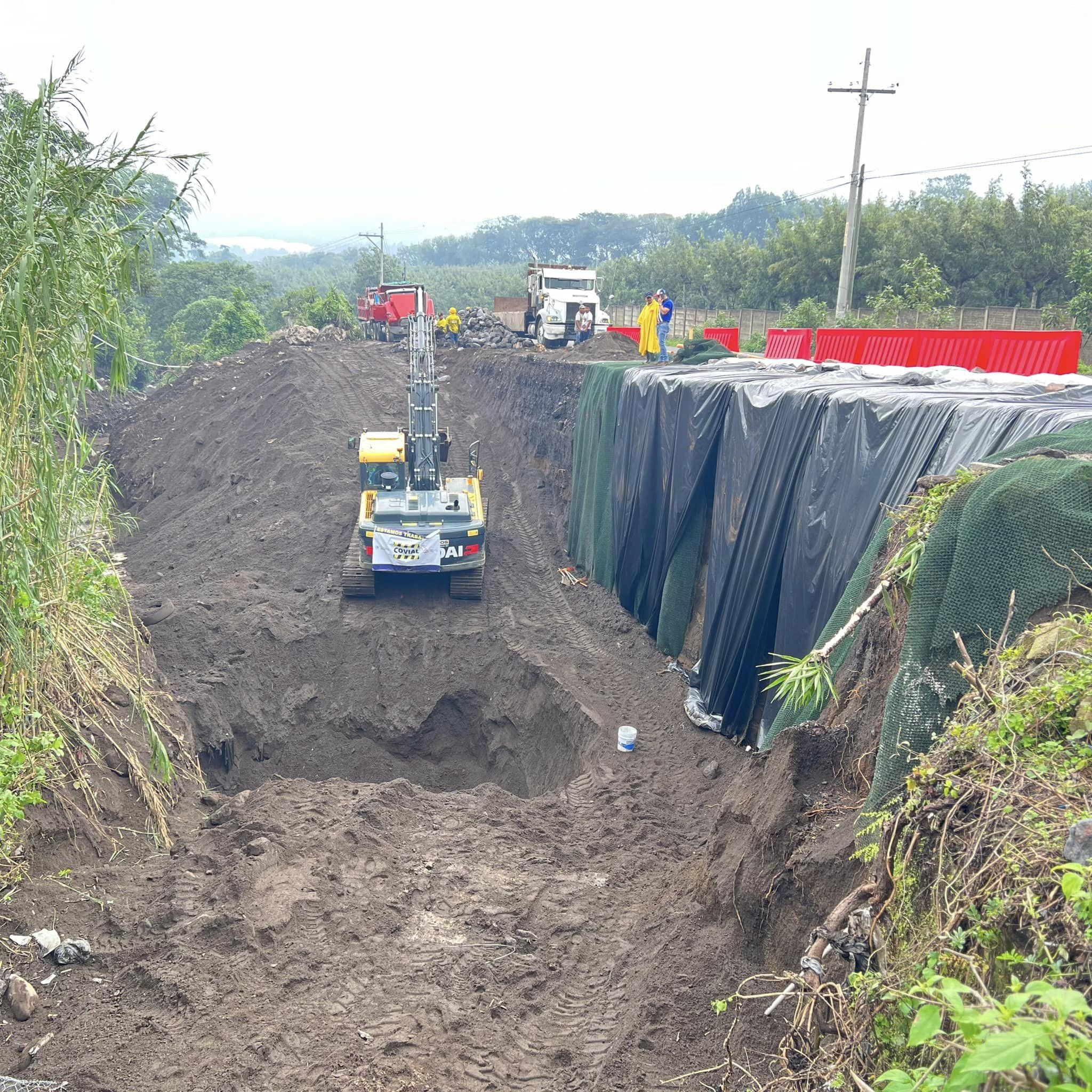 Avanzan trabajos en el kilómetro 83.5 de la RN 14 jurisdicción de San Juan Alotenango