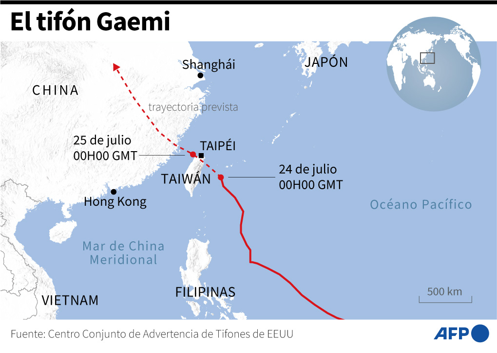 El supertifón Gaemi deja al menos un muerto en Taiwán y pone a China en alerta máxima