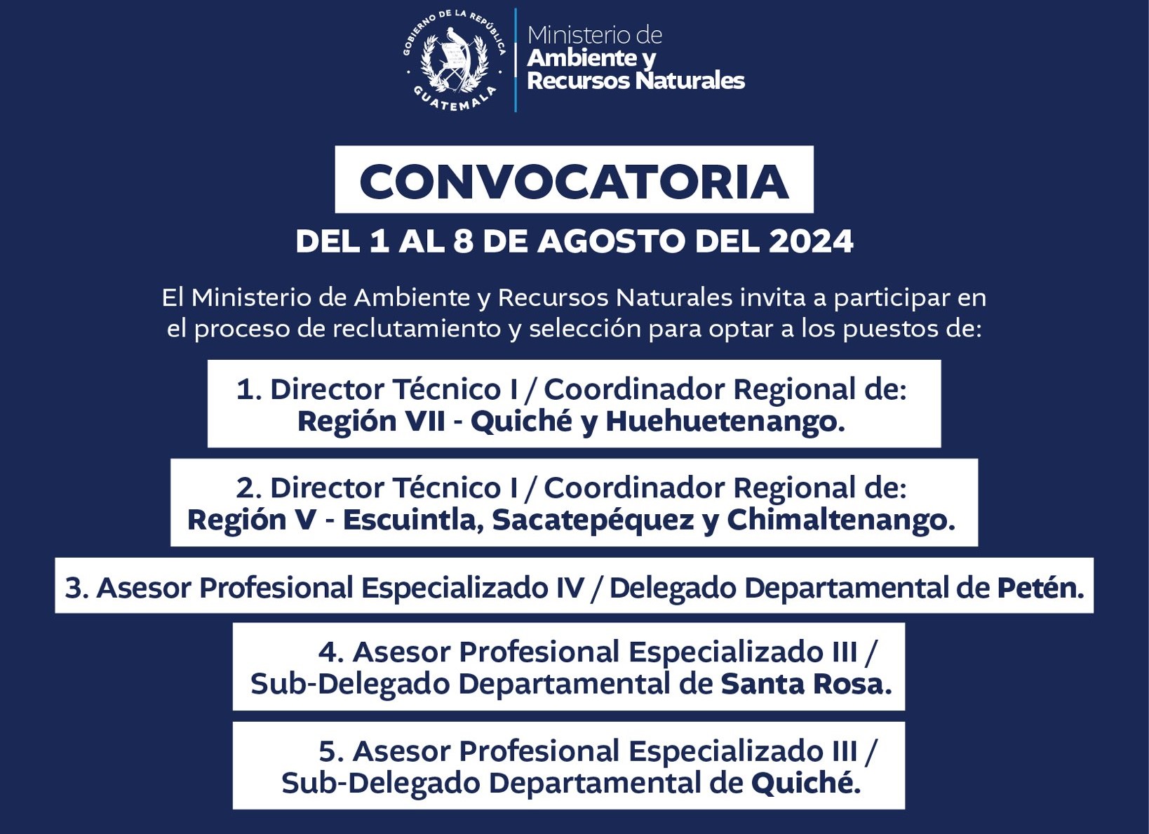 El MARN convoca a participar en proceso de reclutamiento y selección de personal