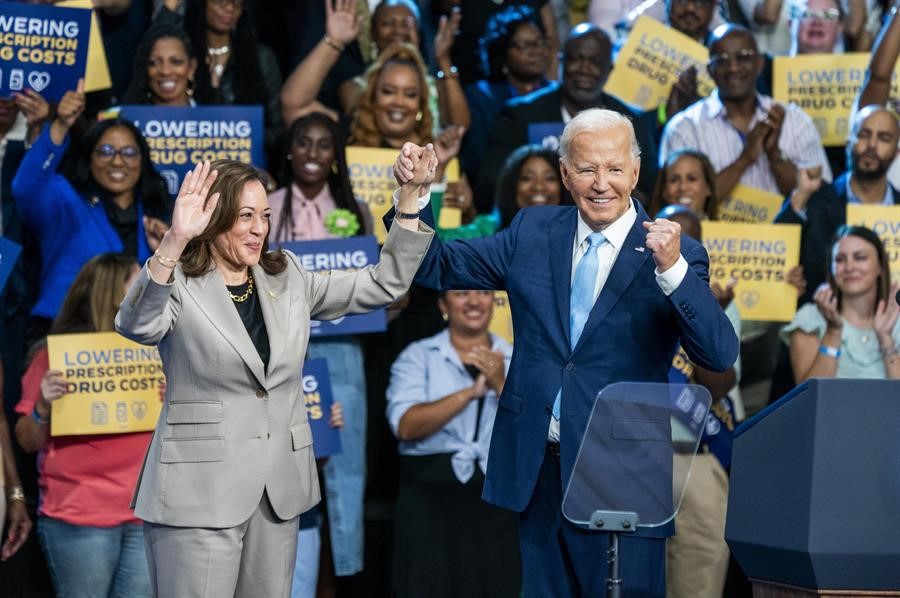 Kamala Harris aparece por primera vez como presidenciable Junto a Joe Biden, en Upper Marlboro, Maryland. / Foto: EFE.