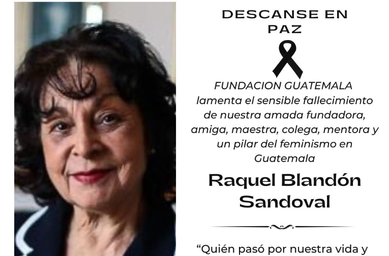 Raquel Blandón exprimera dama de Guatemala falleció este sábado