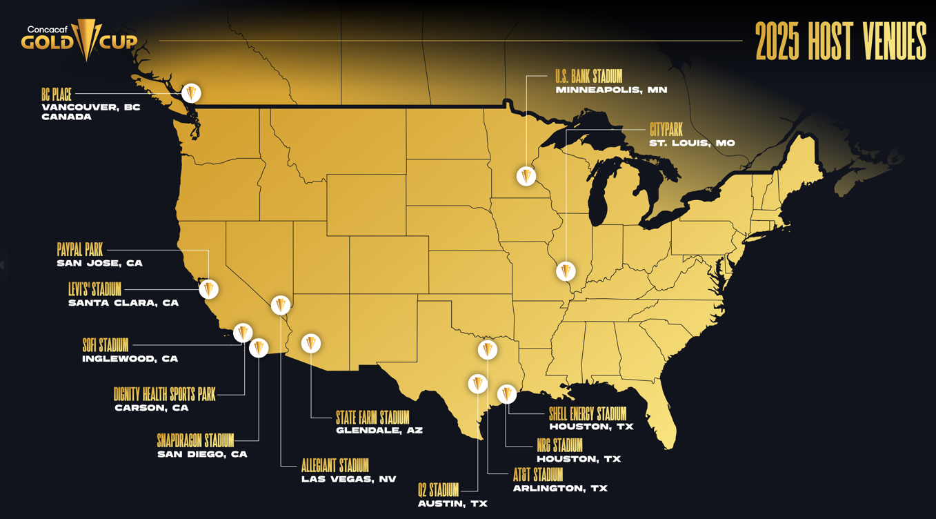 Concacaf revela las sedes oficiales de la Copa Oro 2025